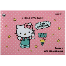 Зошит для малювання, 24 арк., скоба, cофт тач + УФ лак, Hello Kitty HK23-242 Kite