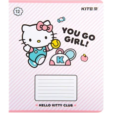 Зошит 12 арк., лінія, софт тач + УФ лак, Hello Kitty HK22-234 Kite