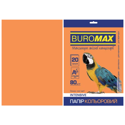 Папір кольоровий А4, 80г/м2, INTENSIV, помаранчевий, 20арк., BM.2721320-11