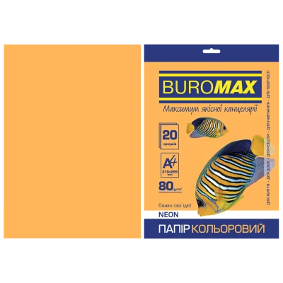 Папір кольоровий А4, 80г/м2, NEON, помаранчевий, 20арк., BM.2721520-11