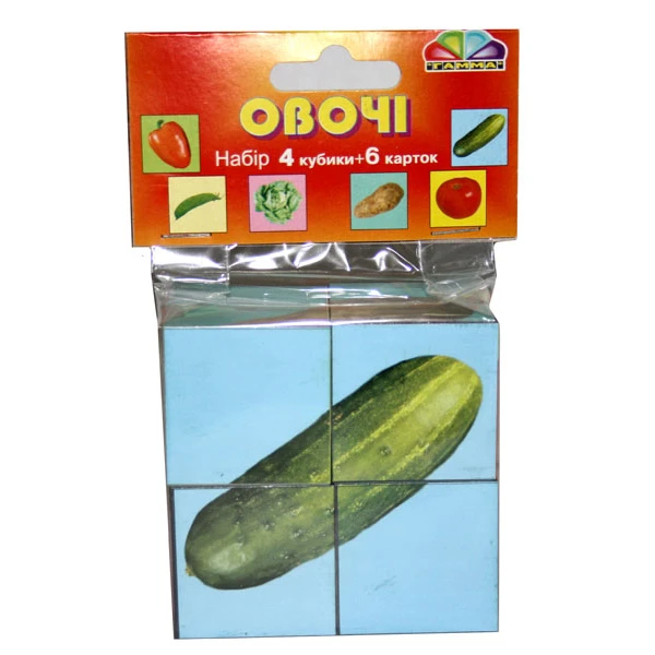 Набір із 4-х кубиків, серія "Овочі", 104052