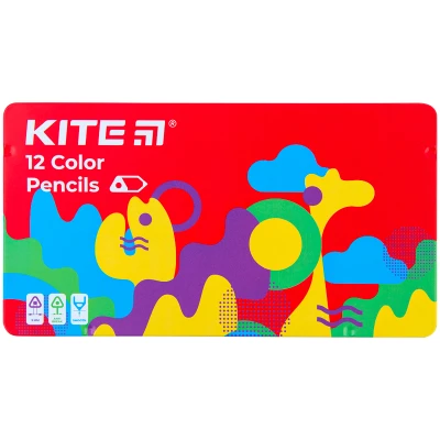 Олівці кол. тригранні, 12 шт., мет.пенал Kite Fantasy K22-058-2