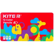 Олівці кол. тригранні, 12 шт., мет.пенал Kite Fantasy K22-058-2