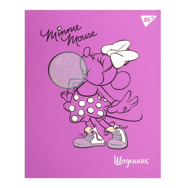 Щоденник шкільний YES інтегральний "Minnie Mouse" софт-тач, фольга золото, рожевий глітер, 911410