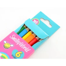 Олівці кольорові тригранні, 6 шт. "Smiley World pink", 290399 YES