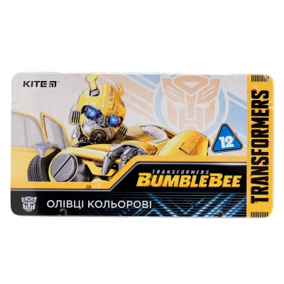 Олівці кол. тригранні, 12 шт., мет.пенал Transformers TF19-058 Kite