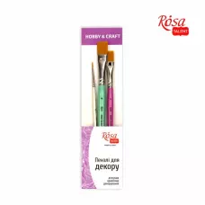 Набiр пензлiв №3 ДЛЯ ДЕКОРУ, синтетика кругла та плоска, 3шт (№1,8,16) ROSA Talent