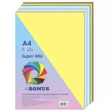 Папір кольоровий Super Mix, A4 160 г/м2, 10х10/100арк., R50966 Romus