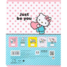 Зошит 12 арк., лінія, софт тач + УФ лак, Hello Kitty HK22-234 Kite