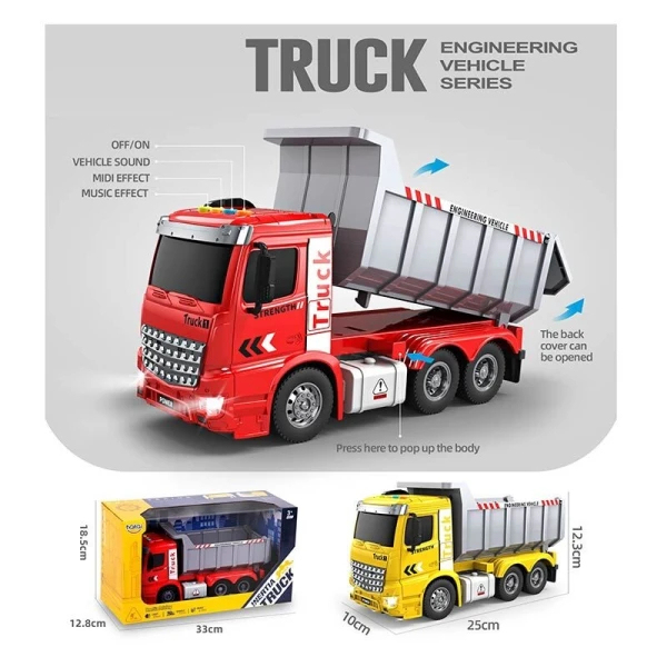Спецтехніка HT 9801 W (30) "Самоскид", 2 кольори, 4 функціональні кнопки, підсвічування, звук, мелодії
