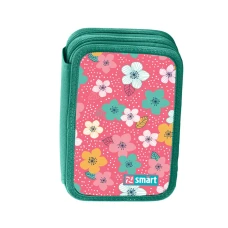 Пенал твердий Smart подвійний HP-01 Flowers melody, синій/кораловий, 532843