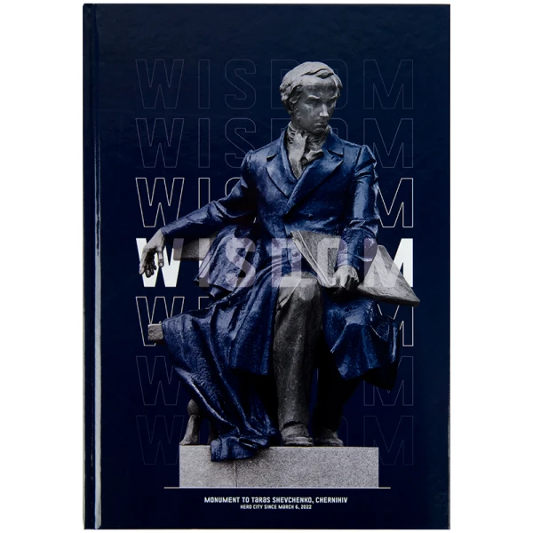 Книга записна А4, 96арк., кліт, тверда обкл., Wisdom, темно синя 8422-553-A