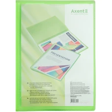 Дисплей-книга з кишенею, А4, 20 файлів, прозора зелена 1020-26-A