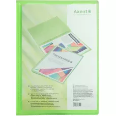 Дисплей-книга з кишенею, А4, 20 файлів, прозора зелена 1020-26-A
