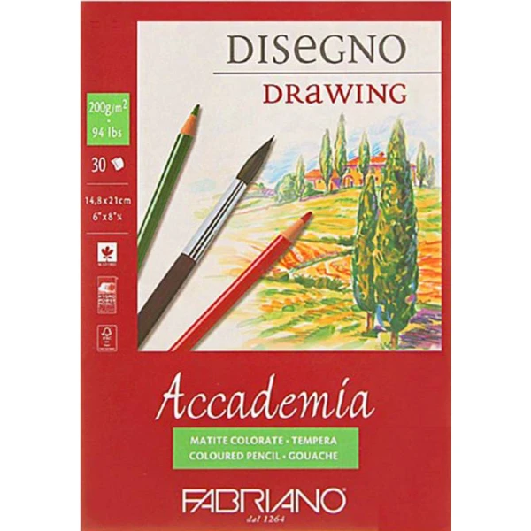 Склейка для рисунку Accademia А4 (21*29,7см), 200г/м2, 30л., Fabriano
