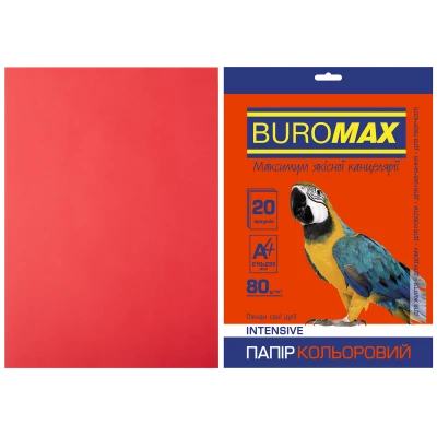 Папір кольоровий А4, 80г/м2, INTENSIV, червоний, 20арк., BM.2721320-05