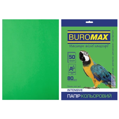 Папір кольоровий А4, 80г/м2, INTENSIV, зелений, 50арк., BM.2721350-04