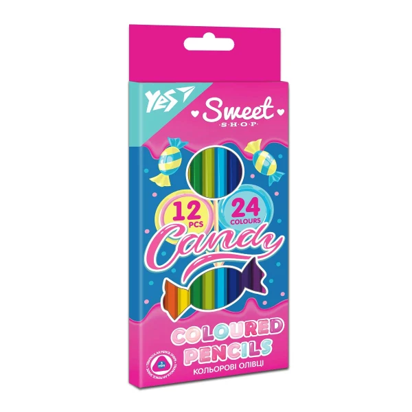 Олівці кольорові двосторонні, 12/24 шт., тригранні "Sweet Cream" 290675 YES