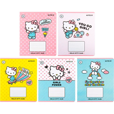 Зошит 12 арк., лінія, софт тач + УФ лак, Hello Kitty HK22-234 Kite