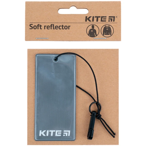 Підвіска м'яка світловідбиваюча, прямокутна, темно-сіра, K23-109-1 Kite