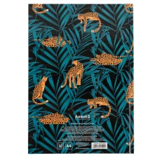 Книга записна А4, 96арк., кліт., тверда обкл., Leopard, темно синя 8422-556-A