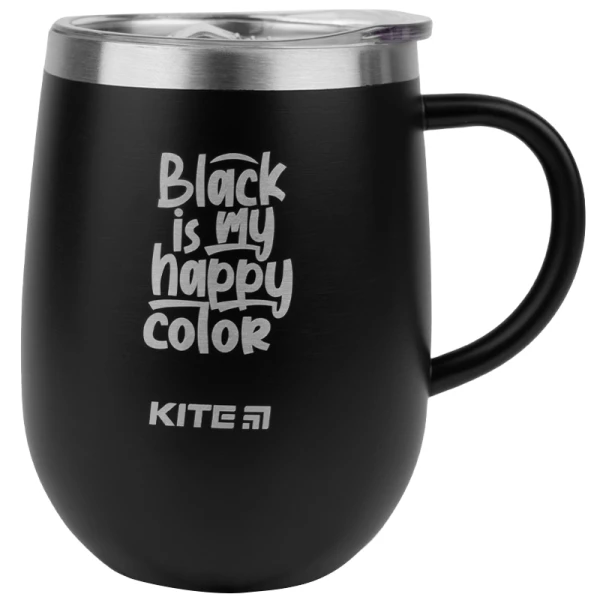 Термокружка 360 мл, чорна Black is my happy color K22-378-01-2 Kite