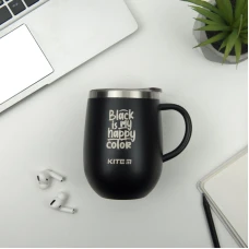Термокружка 360 мл, чорна Black is my happy color K22-378-01-2 Kite