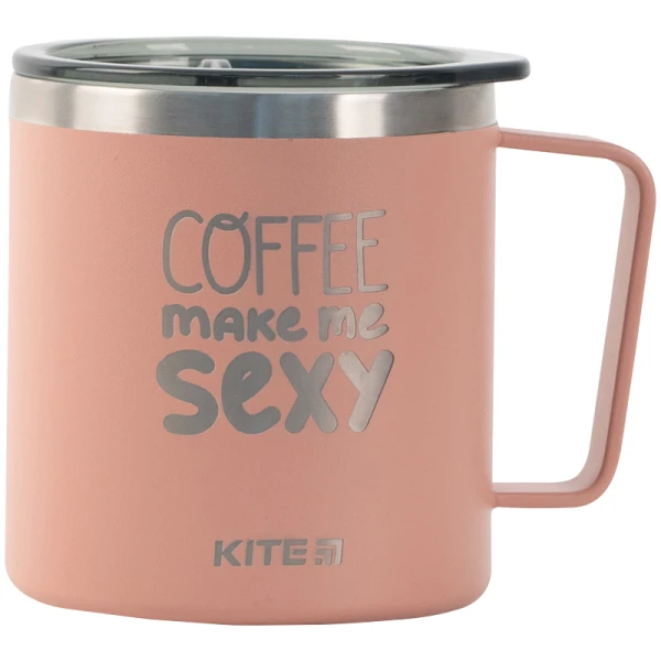 Термокружка 400 мл, пудра Coffee makes me sexy K22-379-03-2 Kite