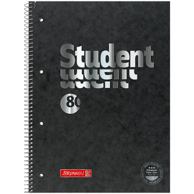 Коледж-блок А4 Premium, 80 арк., клітинка, Black, 10-678 28 90 Brunnen