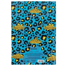 Книга записна А4, 96арк., кліт., тверда обкл., Leopard, блакитна 8422-554-A