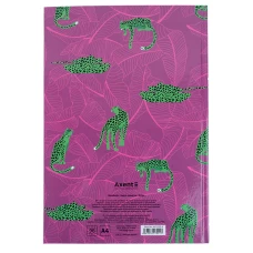 Книга записна А4, 96арк., кліт., тверда обкл., Leopard, рожева 8422-555-A