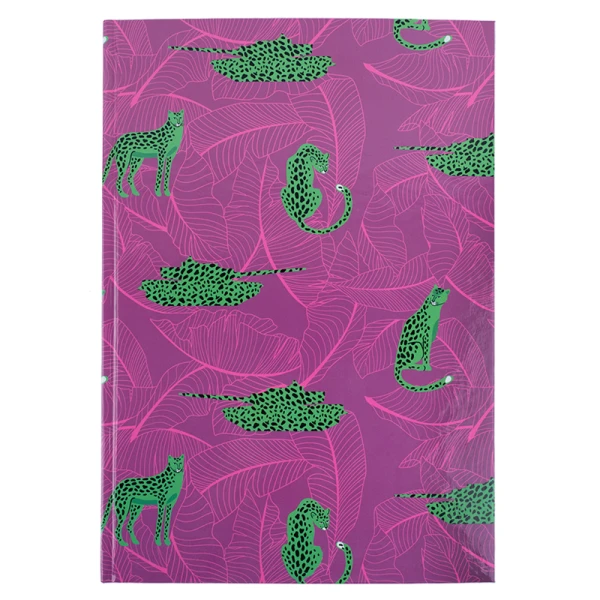 Книга записна А4, 96арк., кліт., тверда обкл., Leopard, рожева 8422-555-A