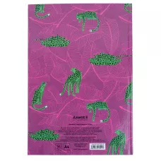 Книга записна А4, 96арк., кліт., тверда обкл., Leopard, рожева 8422-555-A
