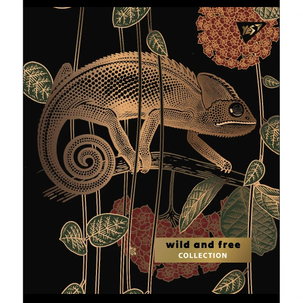 Зошит А5/18 арк кліт YES "Wild and free" мат. ВДЛ+ УФ-виб+Pantone Gold 766818