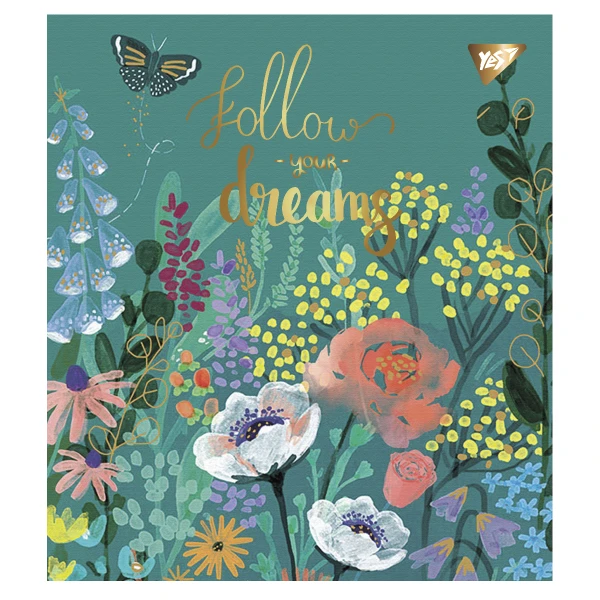 Зошит А5/24 арк кліт YES "Follow your dreams" мат. ВДЛ+ УФ-виб+Pantone Gold 766842