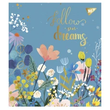 Зошит А5/24 арк кліт YES "Follow your dreams" мат. ВДЛ+ УФ-виб+Pantone Gold 766842