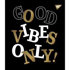 Зошит А5/96 арк кліт YES "Good vibes" мат. ВДЛ+ УФ-спл + Pantone Gold 766903