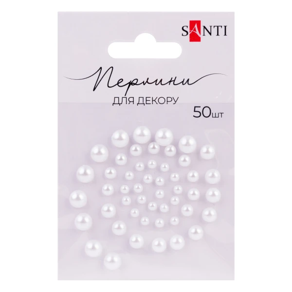 Перлини SANTI самоклеючі білі, 50 шт., 952644