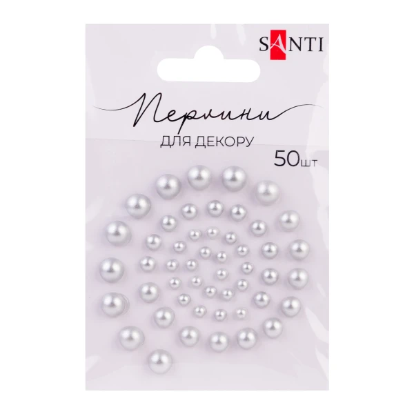 Перлини SANTI самоклеючі сріблясті, 50 шт., 952638