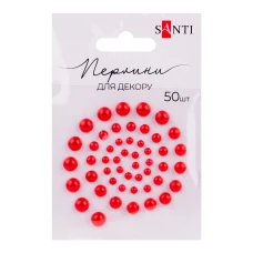 Перлини SANTI самоклеючі червоні, 50 шт., 952640
