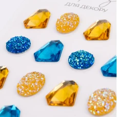 Стрази SANTI самоклеючі "Diamonds" сині, жовті, 16 шт., 743022