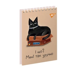 Зошит для записів А7, 80арк. кліт., од.спіраль, "Black cat" (6шт/уп),ціна за 1 шт,151947 YES