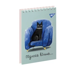 Зошит для записів А7, 80арк. кліт., од.спіраль, "Black cat" (6шт/уп),ціна за 1 шт,151947 YES