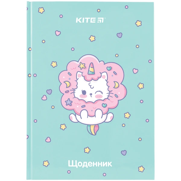 Щоденник шкільний, тверда обкл, Rainbow Catcorn K24-262-6 Kite