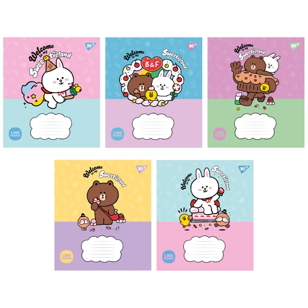 Зошит А5/12 арк коса YES Line Friends. Sweetieland, 766935