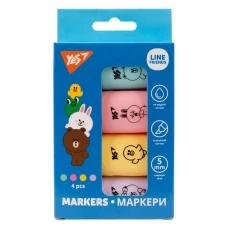 Маркер текстовий YES "Line Friends" в наборі, 4 шт., 390711