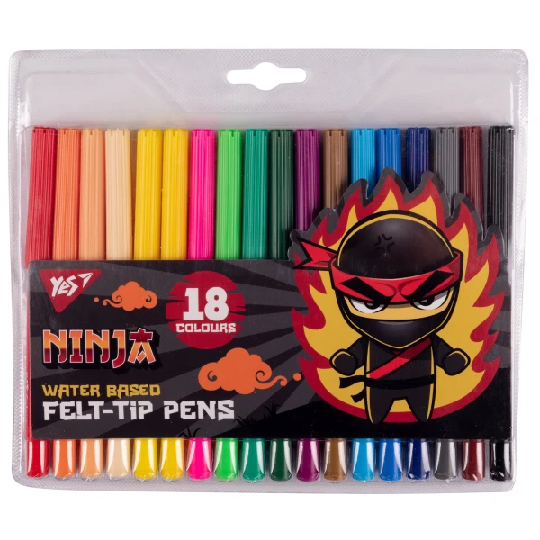 Фломастери 18 кол. Ninja, на водній основі, 650532 YES