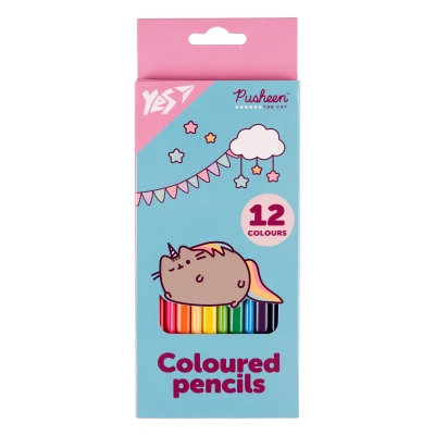 Олівці кольорові тригранні, 12 шт. Pusheen бірюзовий, 290721 YES