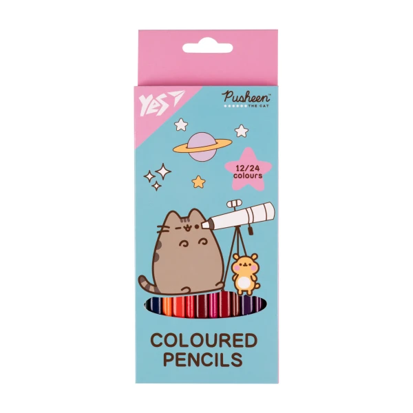 Олівці кольорові двосторонні, 12/24 шт., тригранні "Pusheen. Cheek" б290745 YES