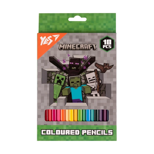 Олівці кольорові тригранні, 18 шт. Minecraft. Heroes, 290732 YES